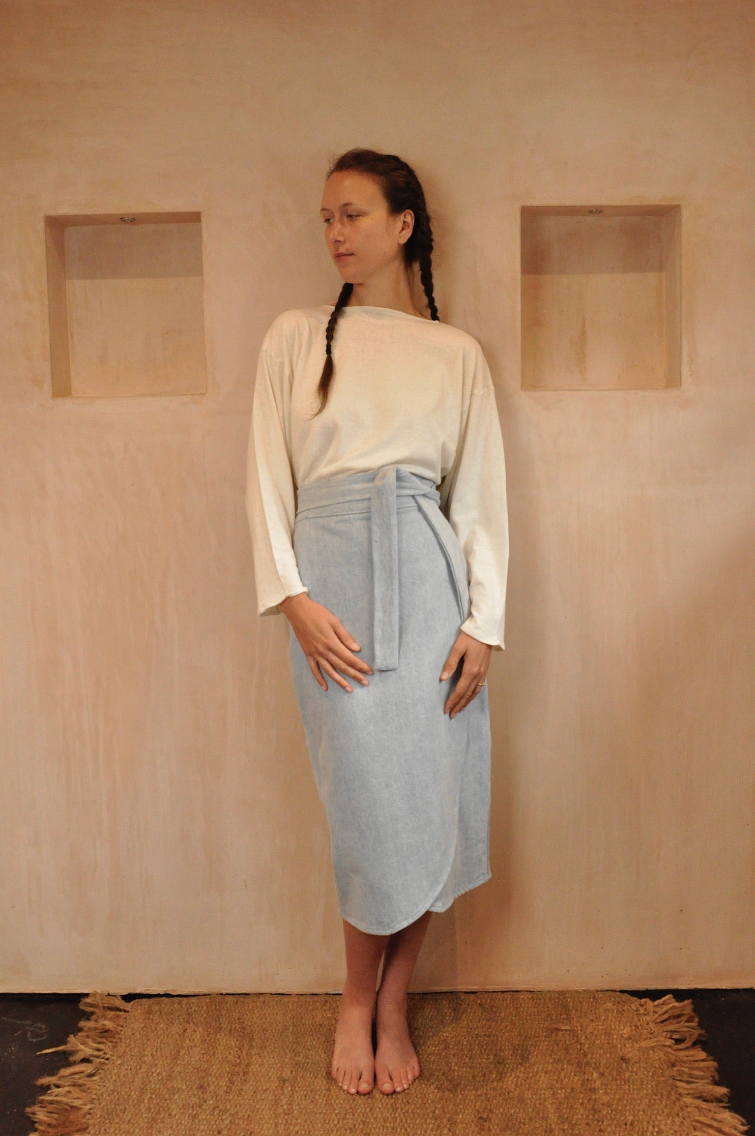 Athena Skirt ~ midi in Denim
