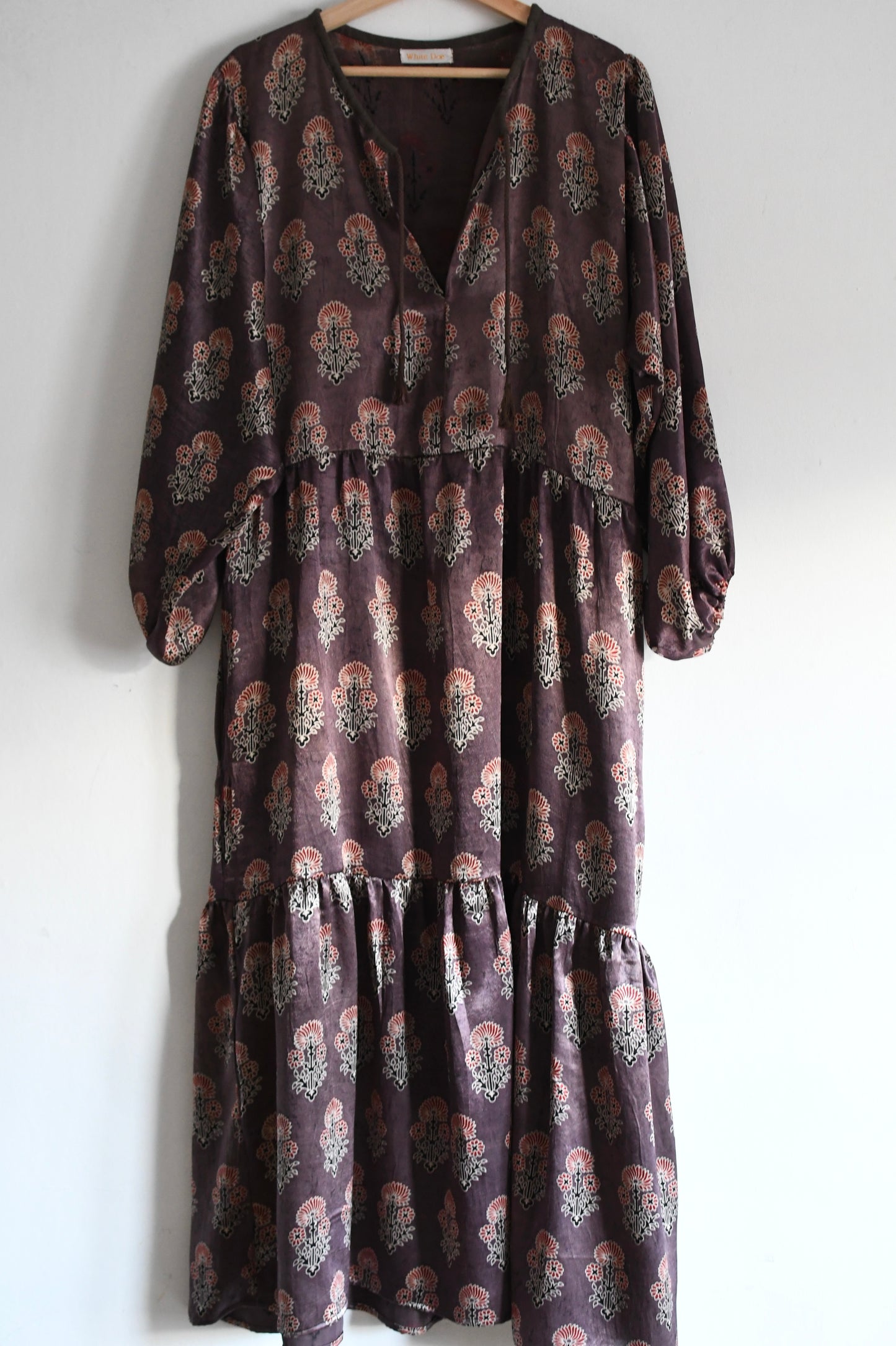 Sateen Block Print Joni Dress in Mauve *Ready To Ship*