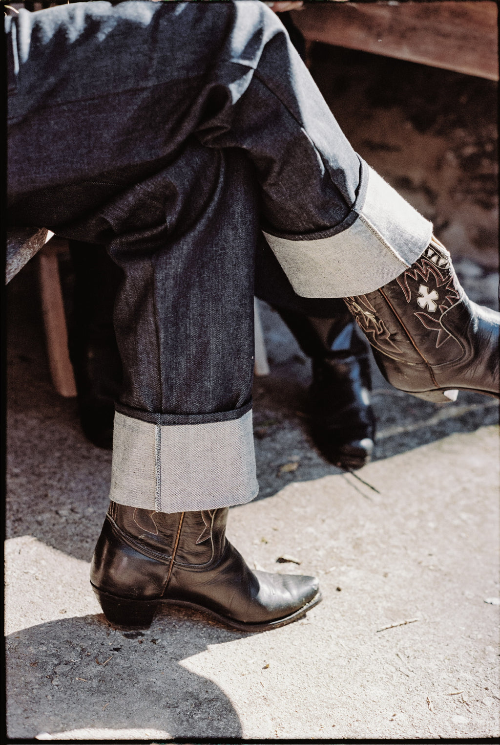 selvedge jeans and cowboy boots