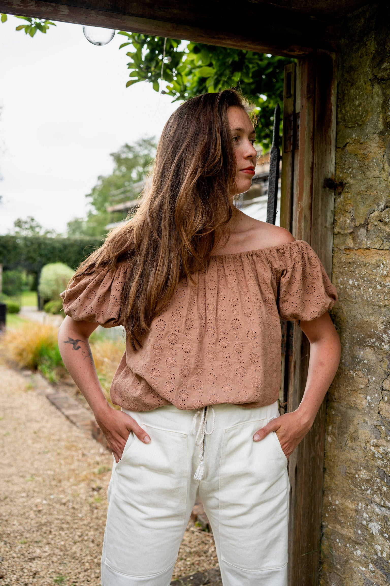 Frida mini dress/ shirt in Embroidery Anglais