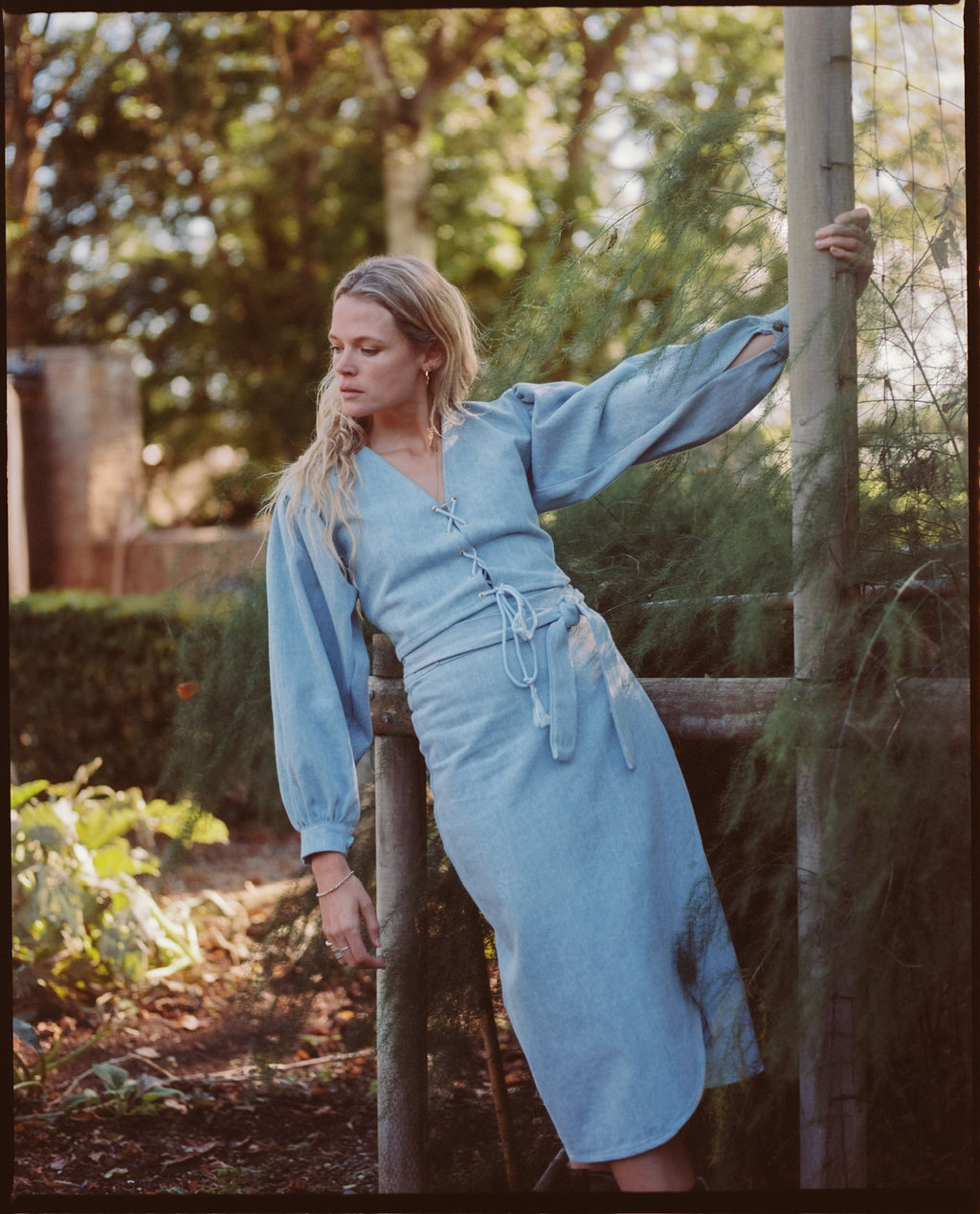 Athena Skirt ~ midi in Denim