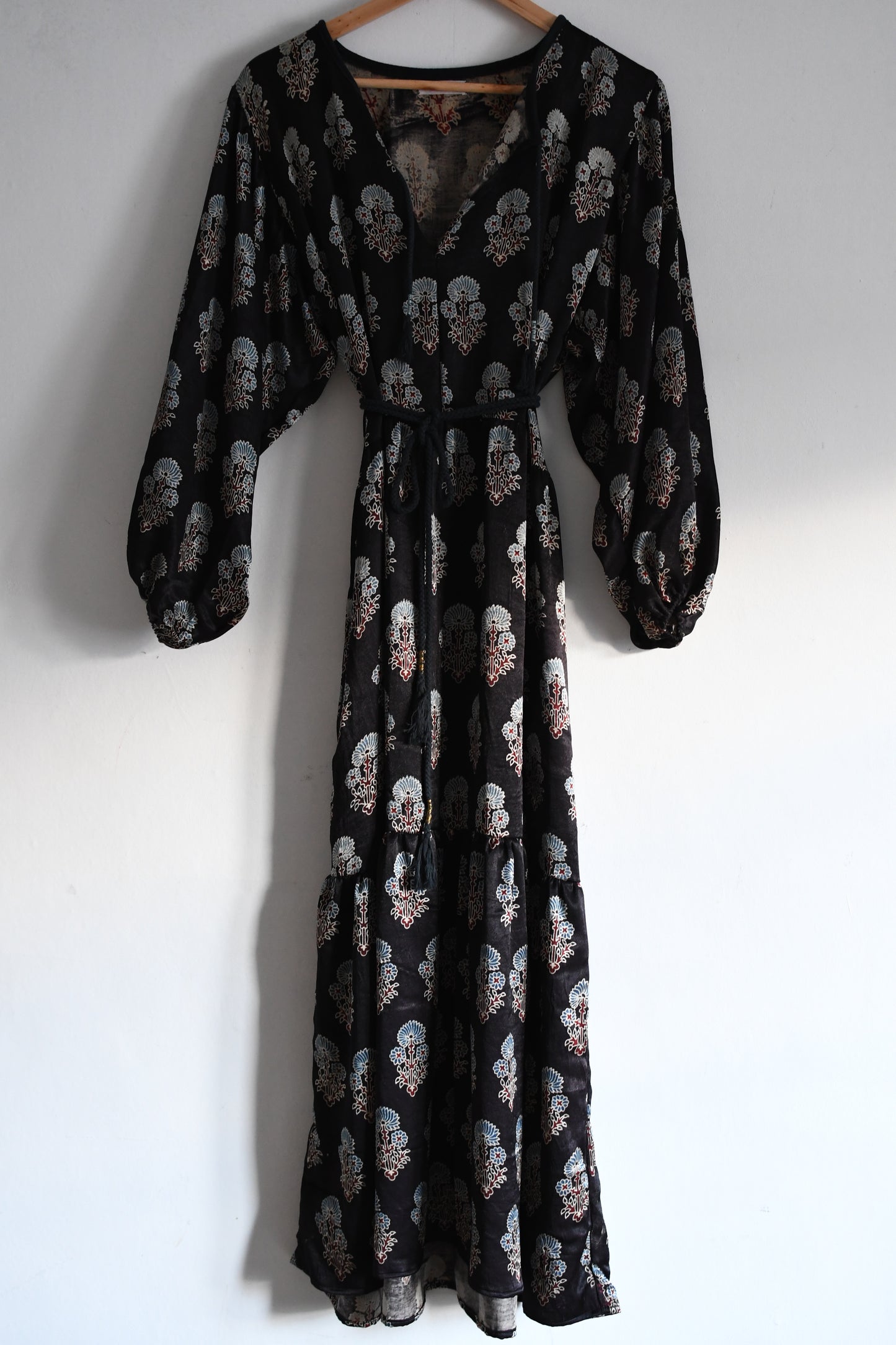 Sateen Block Print Joni Dress in Black *Ready To Ship*