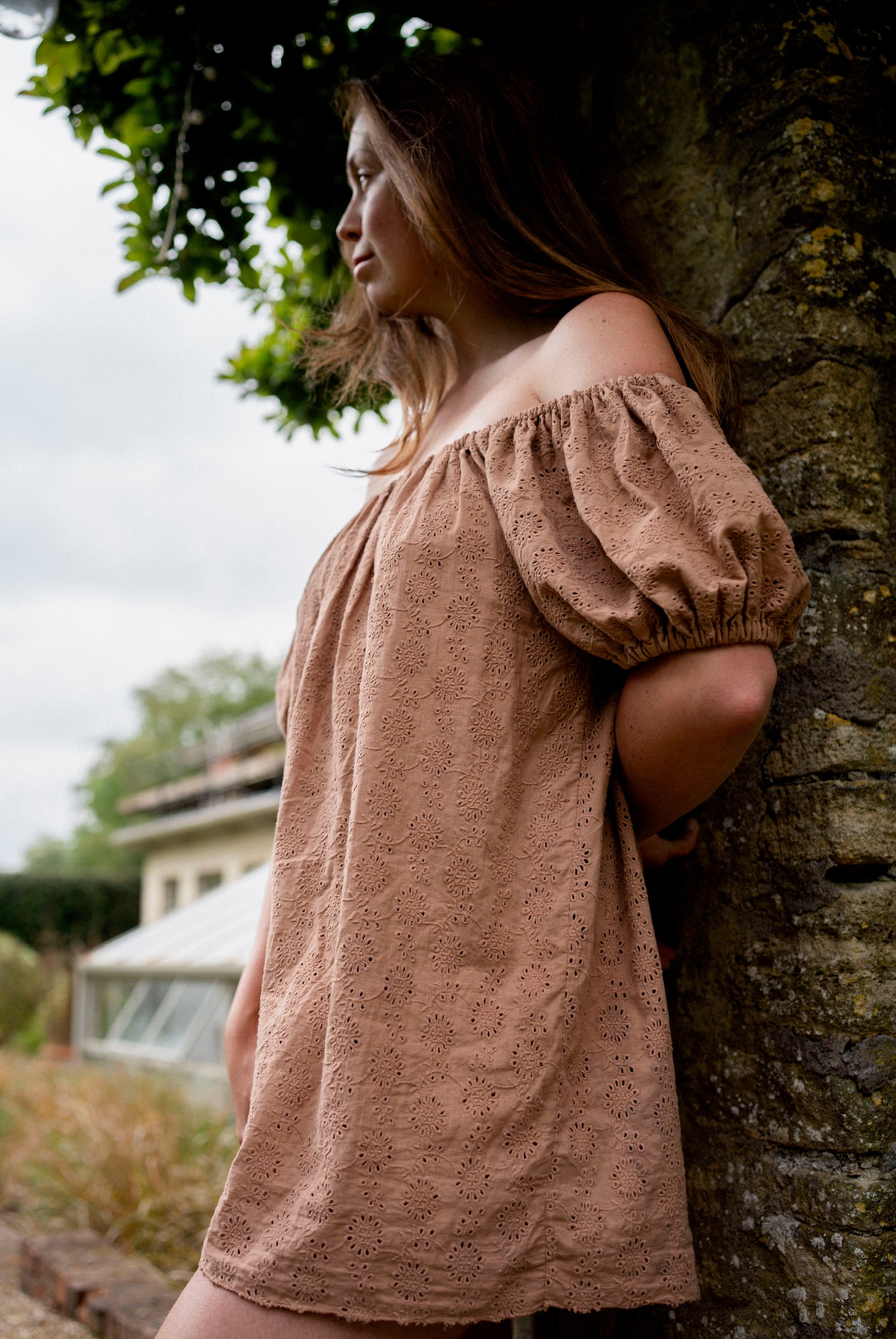Frida mini dress/ shirt in Embroidery Anglais
