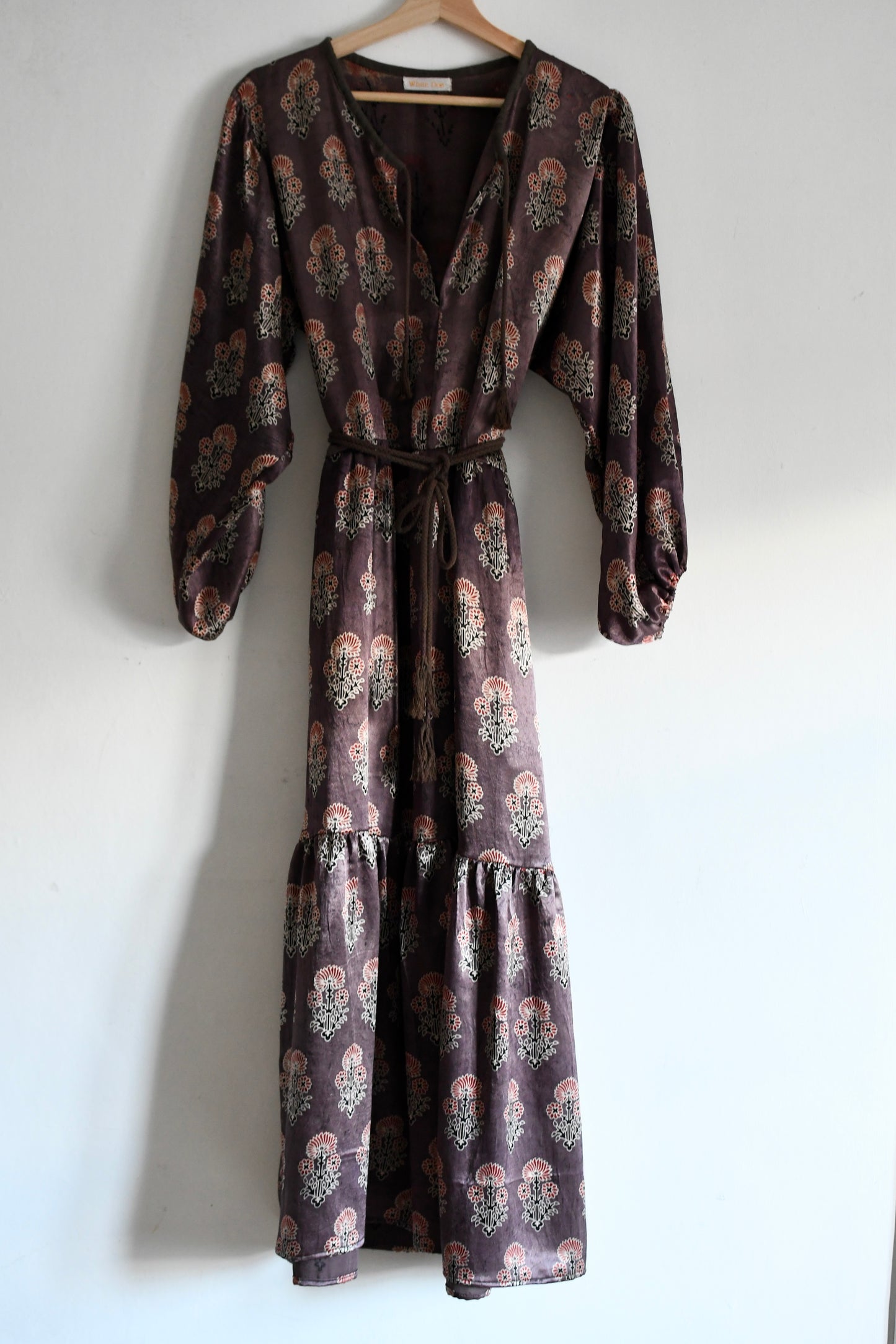 Sateen Block Print Joni Dress in Mauve *Ready To Ship*