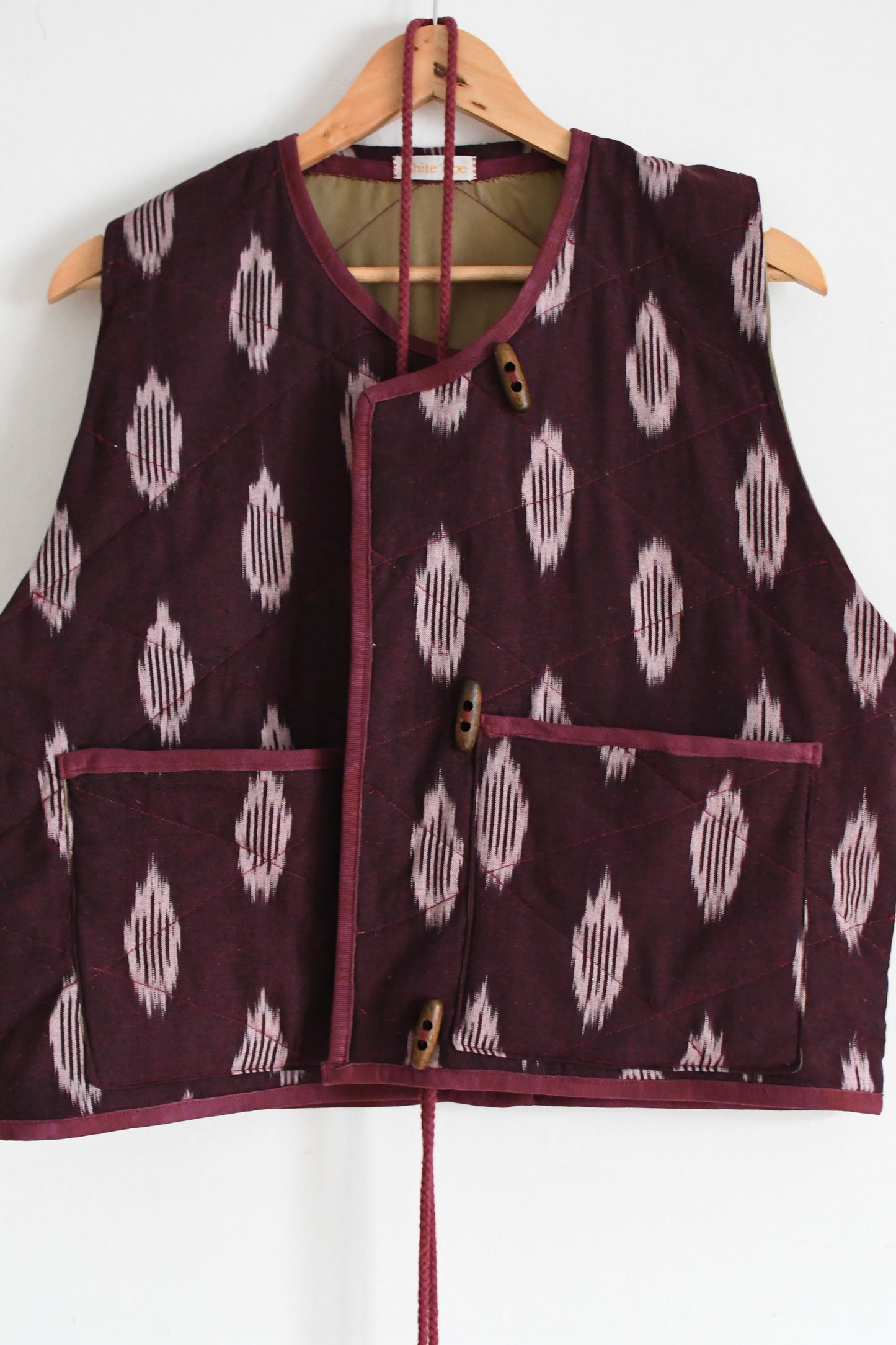 Hand Quilted Ikat Vest Brown *Ready To Ship*