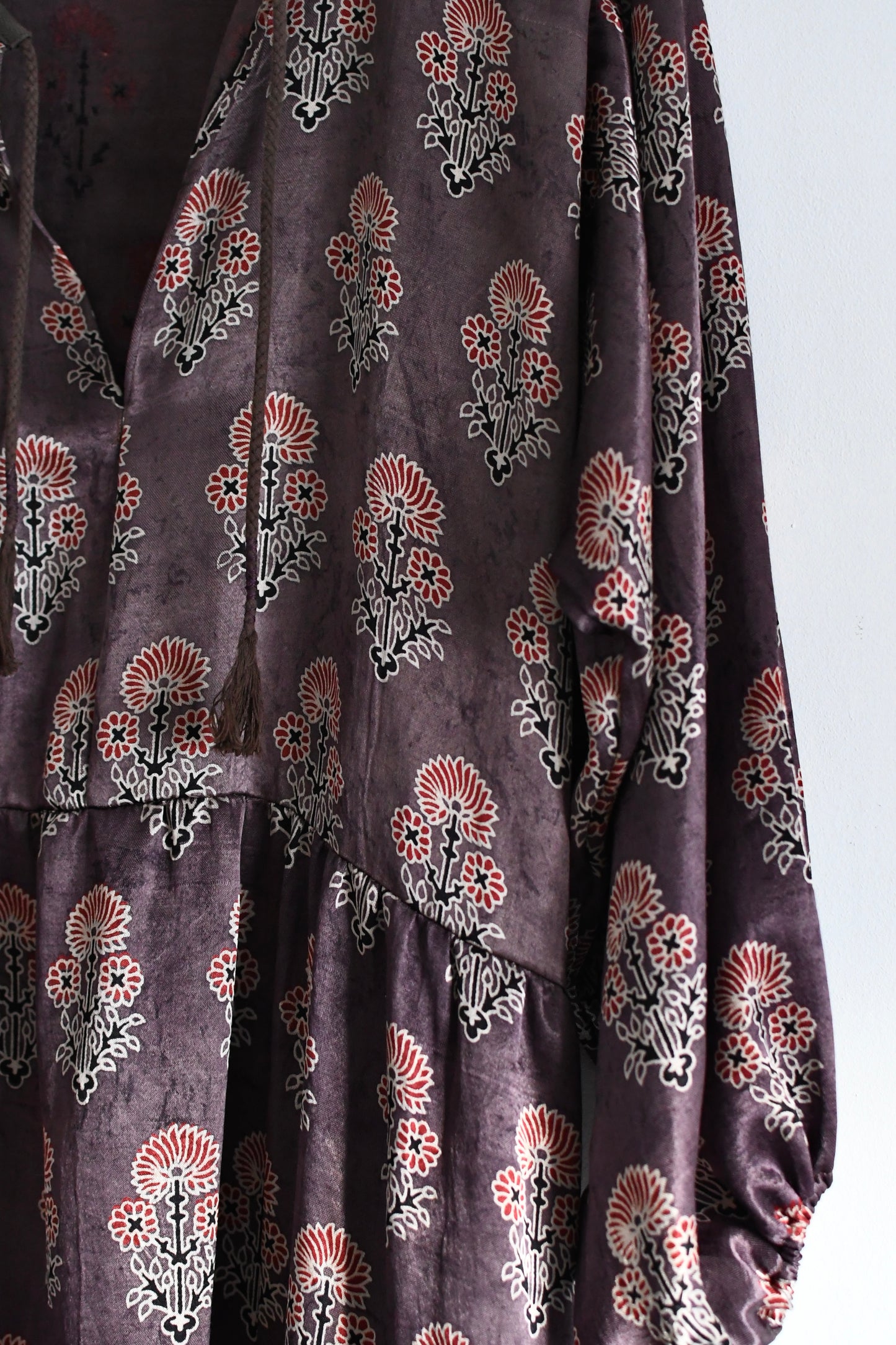 Sateen Block Print Joni Dress in Mauve *Ready To Ship*