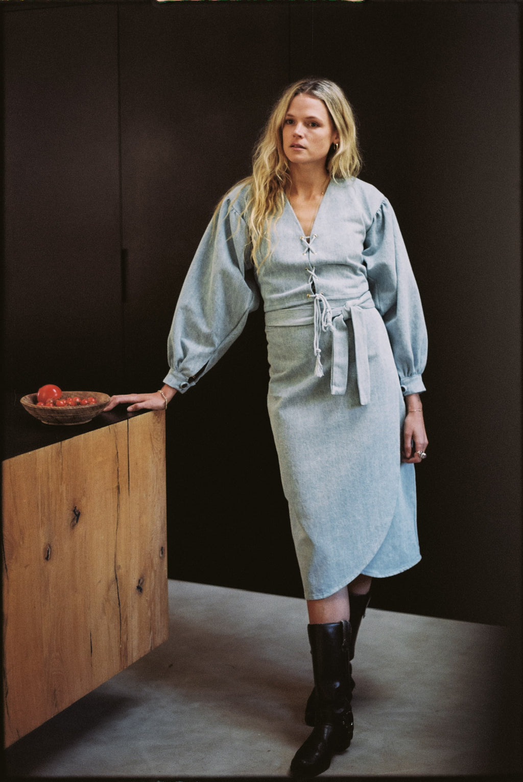 Athena Skirt ~ midi in Denim