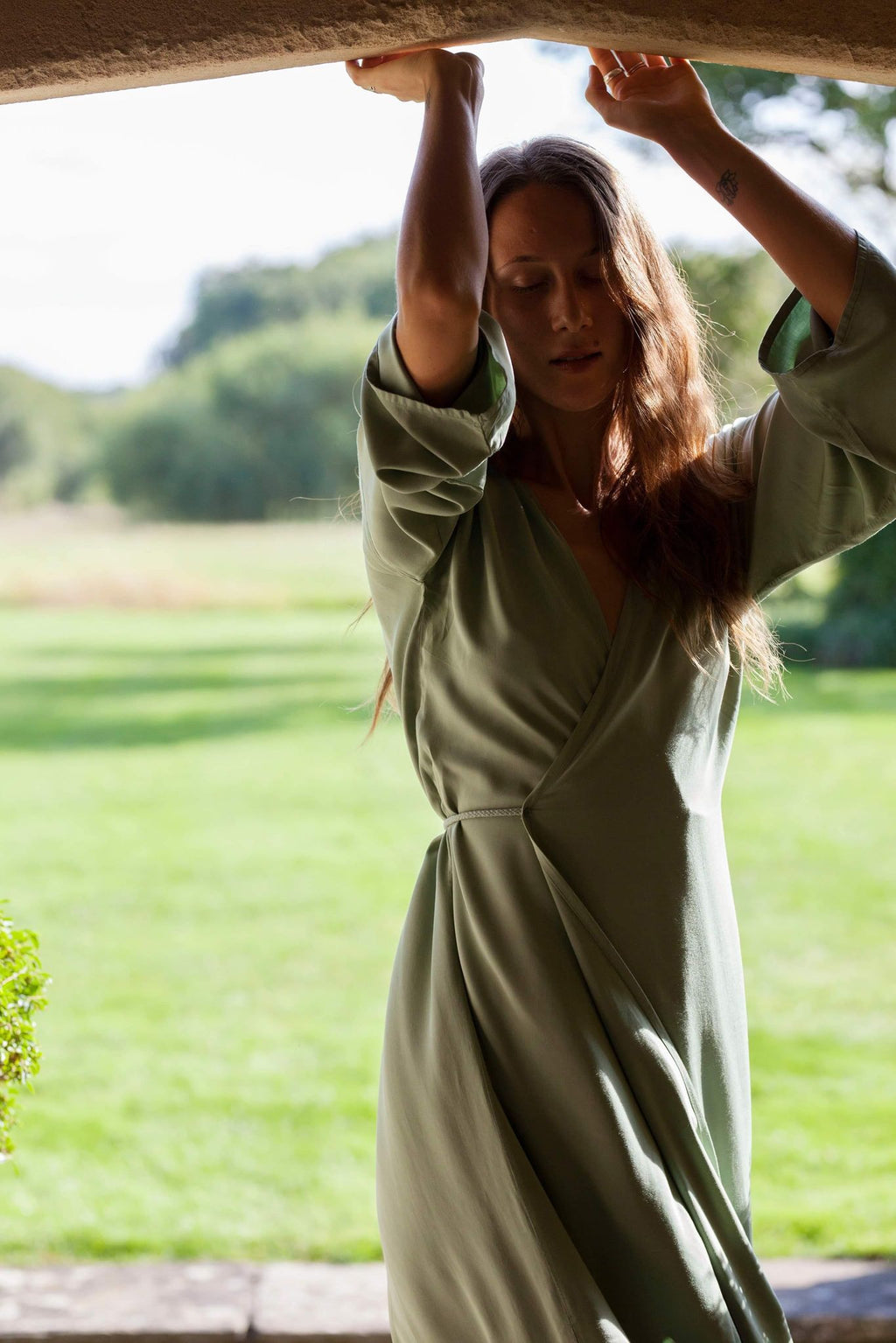 Bamboo Silk Wrap Dress ~ midi