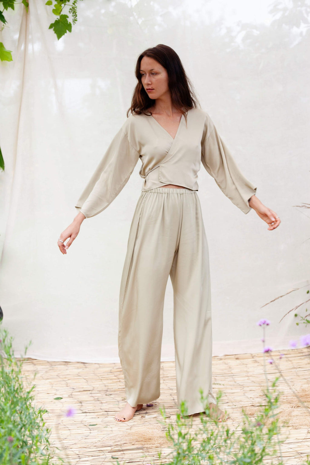 Bamboo Silk Wrap Top ~ cropped