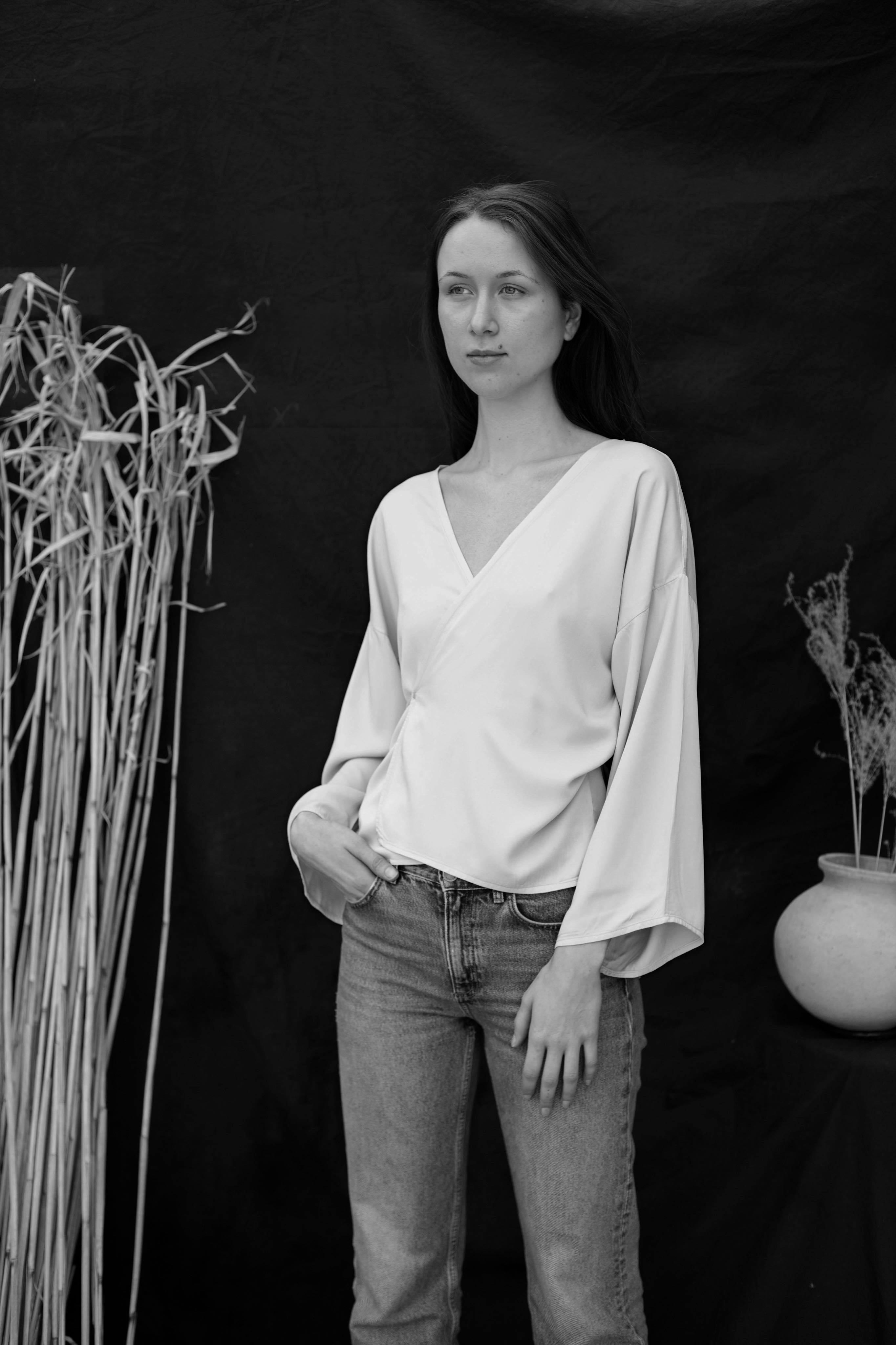 Bamboo Silk Wrap Top